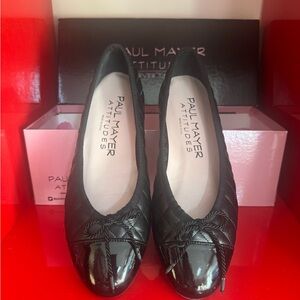 Paul Mayer Cap Toe Black Quilted Ballet Flat
